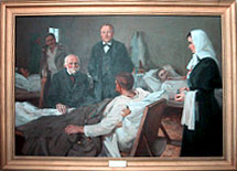 N. Pirogov and S. Botkin at a hospital, 1877. The painting of I. Tikhiy